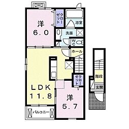 ロイヤルウエストB 2LDKの間取図画像