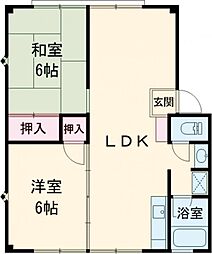 エクセレントハイツＣ 1階2LDKの間取り