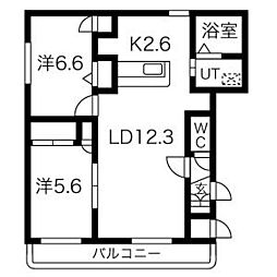 プロスペラーレ 4階2LDKの間取り