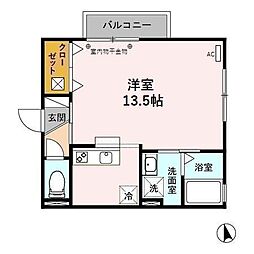 ビオーラ 1階ワンルームの間取り