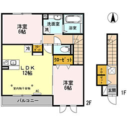 エクセレントヴィラA 2LDKの間取図画像