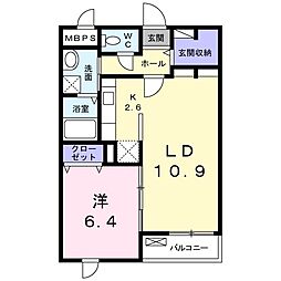 フォルモーント 1LDKの間取図画像