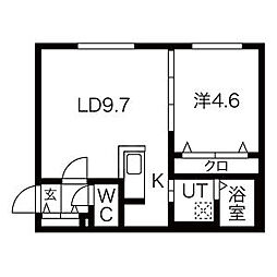 F・ASAHI S7W17 4階1LDKの間取り