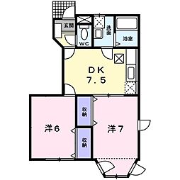 メゾンドエトワール 2DKの間取図画像