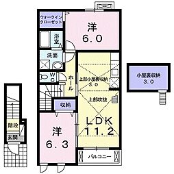 グランソレイユ今里 2LDKの間取図画像
