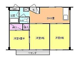 メゾンヴィクトリーB 3DKの間取図画像