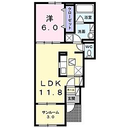サン・マーレA 1LDKの間取図画像