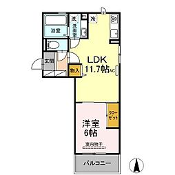 グランフォレM2 1LDKの間取図画像