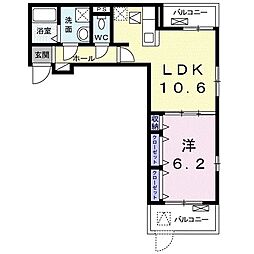 サニーフラット湘南 1LDKの間取図画像