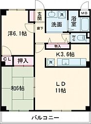 トキワコンフォート 1階2LDKの間取り