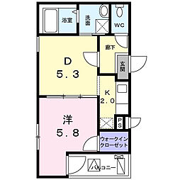 フジパレス堺中長尾II番館 1階1DKの間取り
