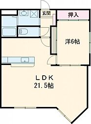 ライフ21 SUWA 5階1LDKの間取り
