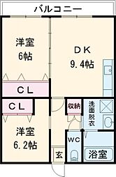春陽館マツセ 2LDKの間取図画像