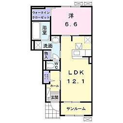 ライジングサン2 1LDKの間取図画像