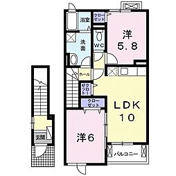 フレ・セゾン 2LDKの間取図画像