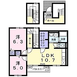 アドグラス 2LDKの間取図画像