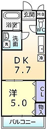フジパレス草尾 1DKの間取図画像