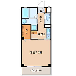 プリモサージュ神宮東 3階1Kの間取り