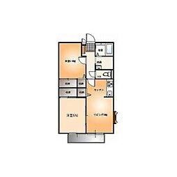 553ガーデンC 2DKの間取図画像
