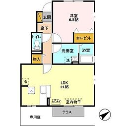 フェルミエ 1階1LDKの間取り