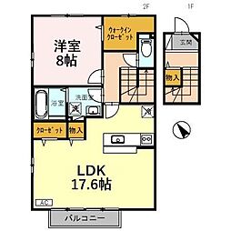 リビングタウン松若町A 1LDKの間取図画像