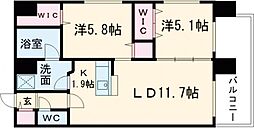 MODENA円山(モデナ円山) 5階2LDKの間取り