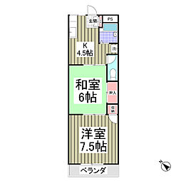 東武小泉線 西小泉駅 3.6kmの賃貸アパート 1階2Kの間取り