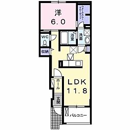 メゾンリヴィエール1 1LDKの間取図画像