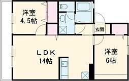 セゾンド・日高B 2LDKの間取図画像