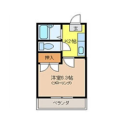 メゾンライトピュア 1Kの間取図画像