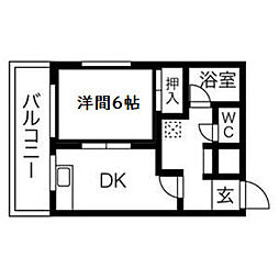 コーポひら野 5階1DKの間取り