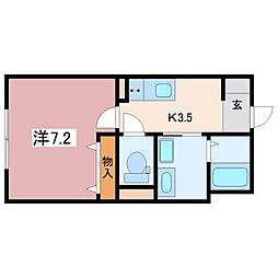 Villa CREST 1階1Kの間取り