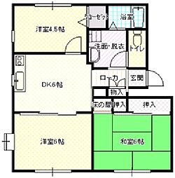 シャルルデュランC棟 1階3DKの間取り