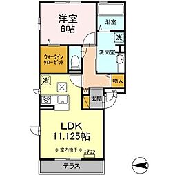 ブリランテ　A 101 1階1LDKの間取り