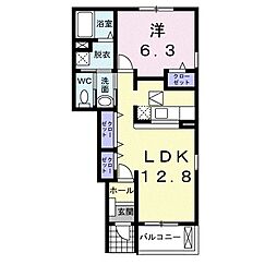 グリーチネA 1LDKの間取図画像