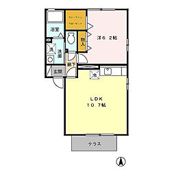 クレールみゆき　A棟 1階1LDKの間取り
