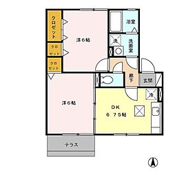 オークスドゥール・ウルゲB 2DKの間取図画像