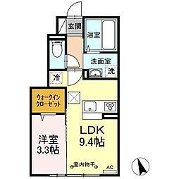 ソレイユB 1LDKの間取図画像