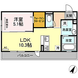 フローレンス 1LDKの間取図画像
