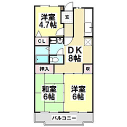 ツイン青山　北館 2階3DKの間取り