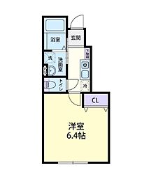 プリオール 1階1Kの間取り