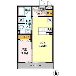 セジュール モネ 1階1LDKの間取り