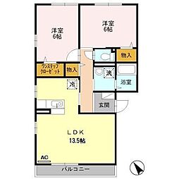 オッツ金屋元町 3階2LDKの間取り