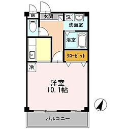 オルテンシア 1階ワンルームの間取り