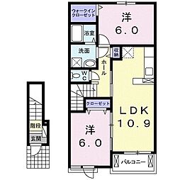 リバーサイドコッティ1 2LDKの間取図画像