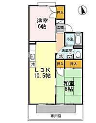 セジュール住吉A棟 2LDKの間取図画像