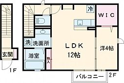 Ｍ’グランセ 2階1LDKの間取り