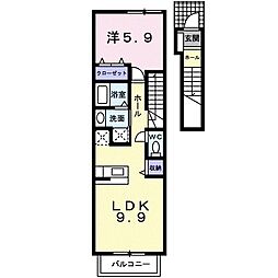 ソレアード太田A 1LDKの間取図画像