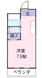ハイツ21 2階ワンルームの間取り