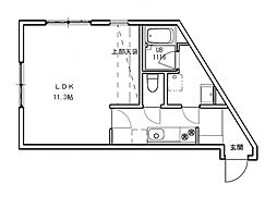 ルシェルメゾン牛田早稲田 1階1Kの間取り